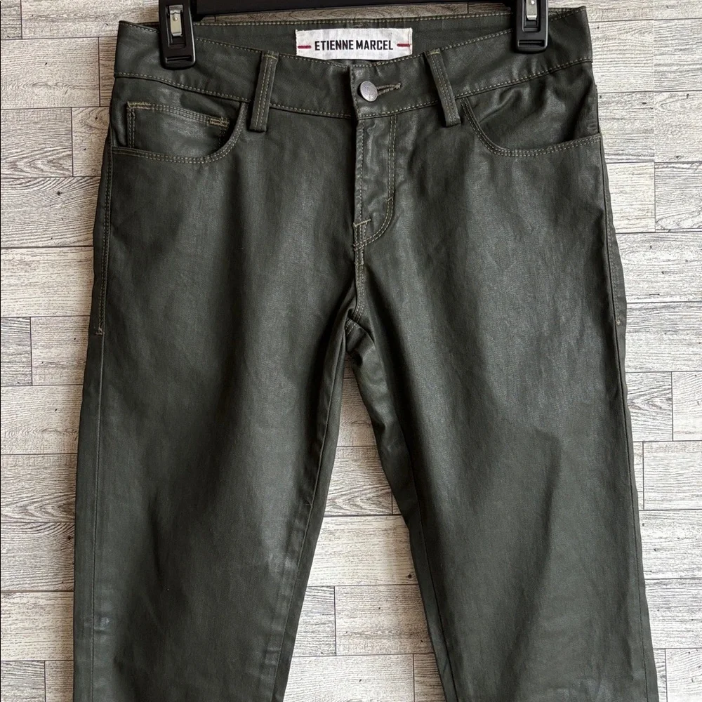 Etienne Marcel Jeans Zip Ankle Dark‎ Green Coated EM7017 Like New